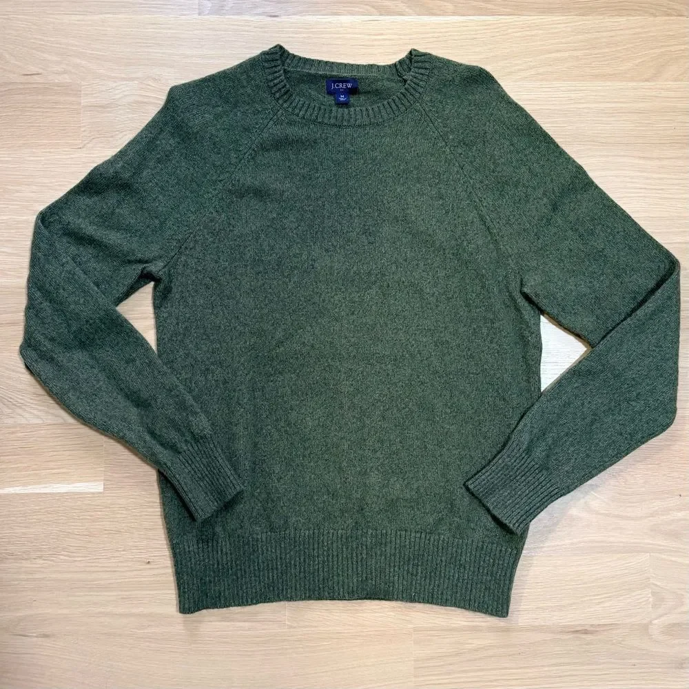 J CREW Men’s Sweater Super Soft Lambs Wool Blend Green Medium